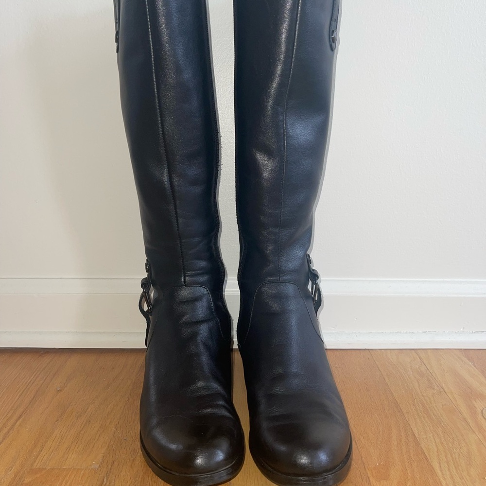 Black Leather Knee-High Boots